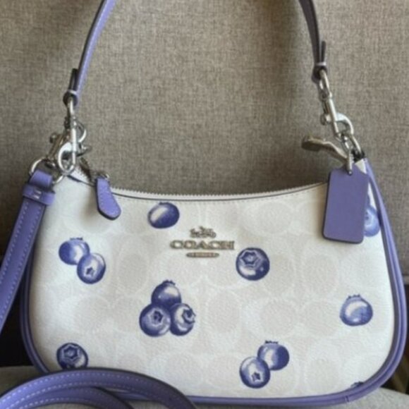 NWT Coach Teri Shoulder Bag In Signature Canvas With Blueberry Print - Picture 6 of 6